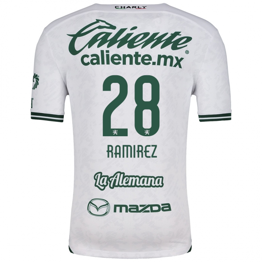 Niño Camiseta David Ramírez #28 Blanco Verde 2ª Equipación 2024/25 La Camisa