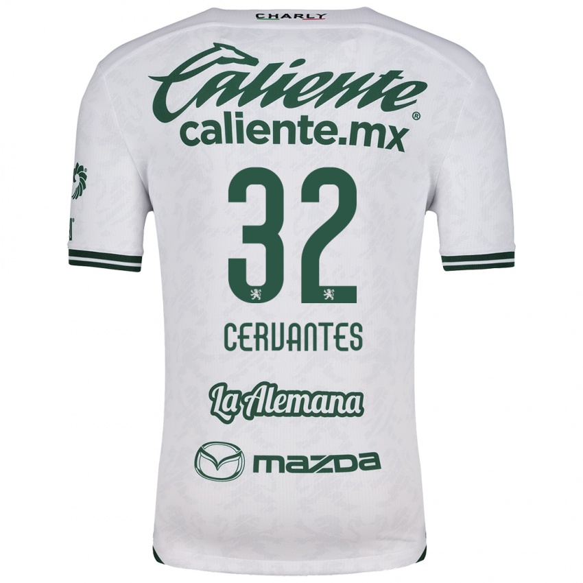 Niño Camiseta Luis Cervantes #32 Blanco Verde 2ª Equipación 2024/25 La Camisa