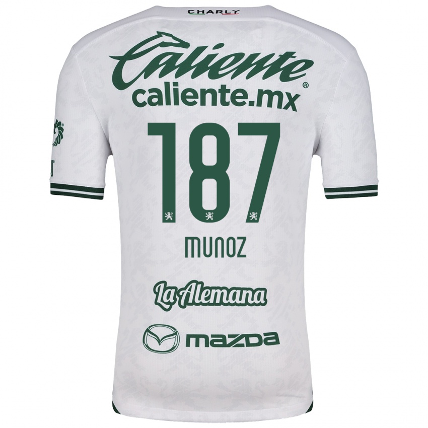 Niño Camiseta Diego Muñoz #187 Blanco Verde 2ª Equipación 2024/25 La Camisa