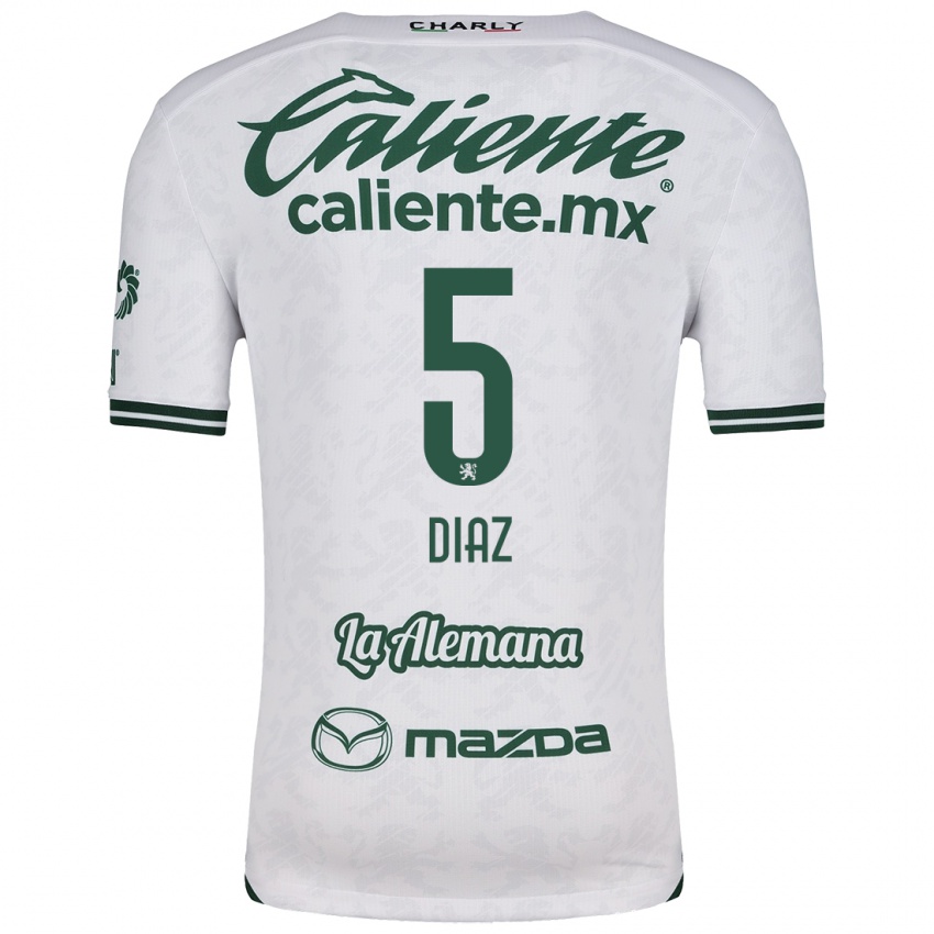 Niño Camiseta Brenda Díaz #5 Blanco Verde 2ª Equipación 2024/25 La Camisa