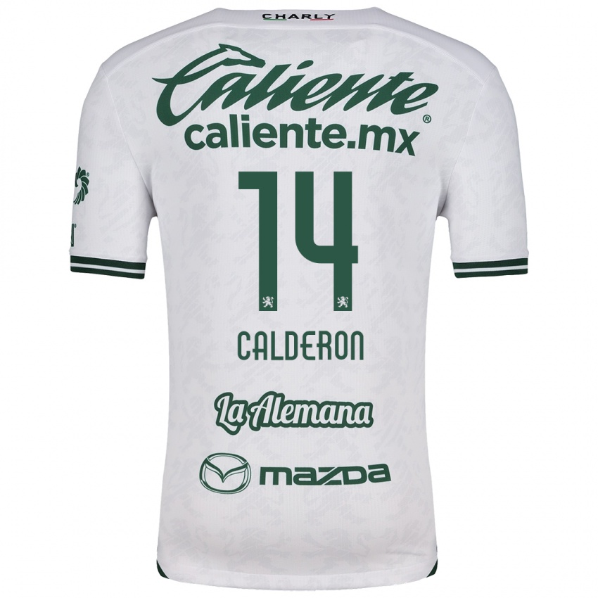 Niño Camiseta Daniela Calderón #14 Blanco Verde 2ª Equipación 2024/25 La Camisa