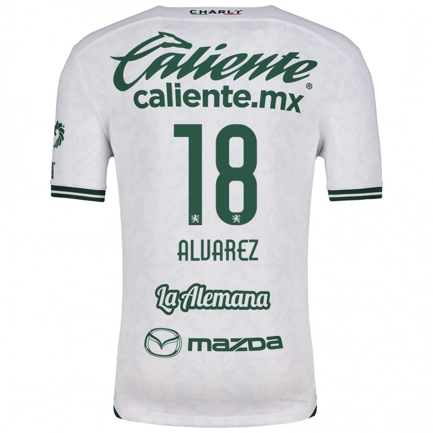 Niño Camiseta Yazmin Álvarez #18 Blanco Verde 2ª Equipación 2024/25 La Camisa