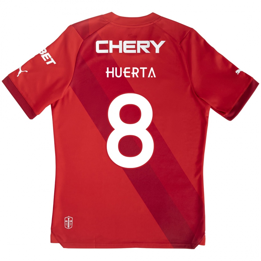 Niño Camiseta Valber Huerta #8 Rojo Blanco 2ª Equipación 2024/25 La Camisa