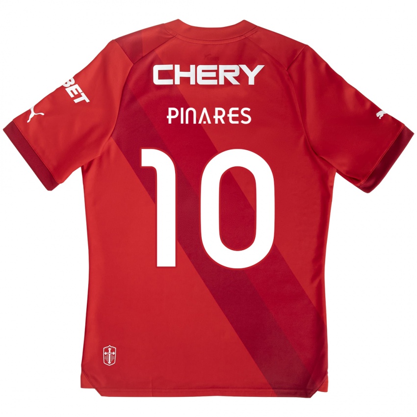 Niño Camiseta César Pinares #10 Rojo Blanco 2ª Equipación 2024/25 La Camisa