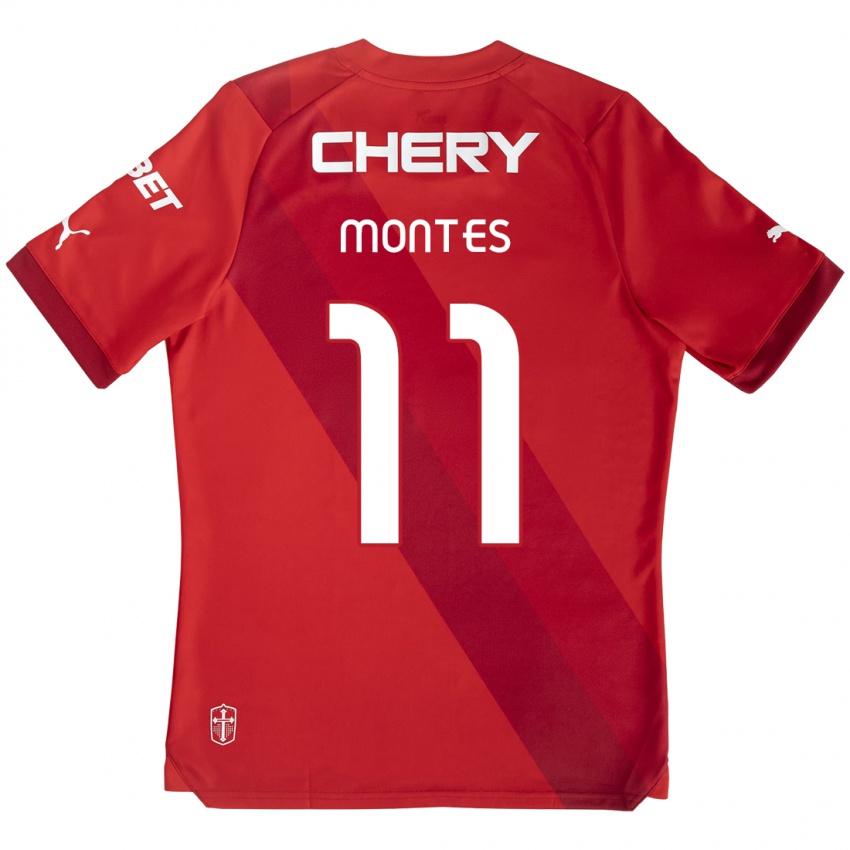 Niño Camiseta Clemente Montes #11 Rojo Blanco 2ª Equipación 2024/25 La Camisa