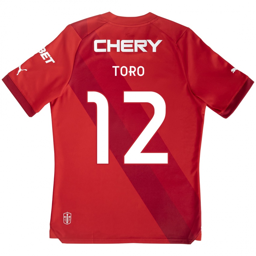 Niño Camiseta Ian Toro #12 Rojo Blanco 2ª Equipación 2024/25 La Camisa