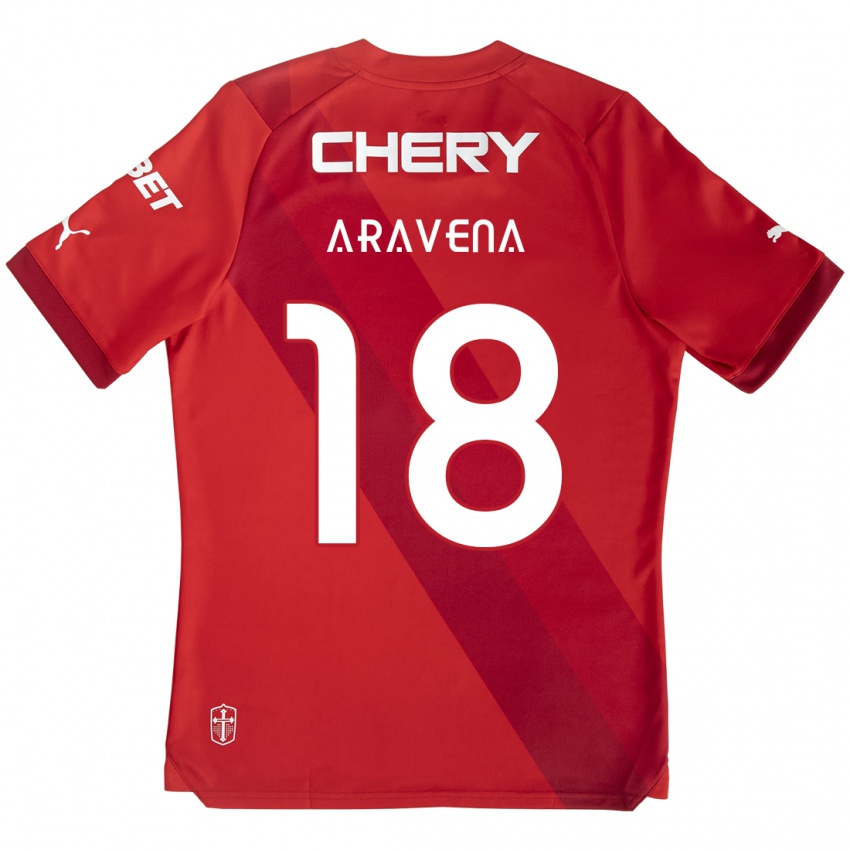 Niño Camiseta Alexander Aravena #18 Rojo Blanco 2ª Equipación 2024/25 La Camisa