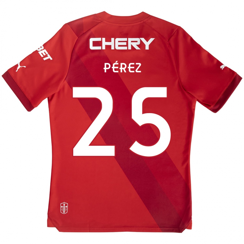 Niño Camiseta Sebastián Pérez #25 Rojo Blanco 2ª Equipación 2024/25 La Camisa