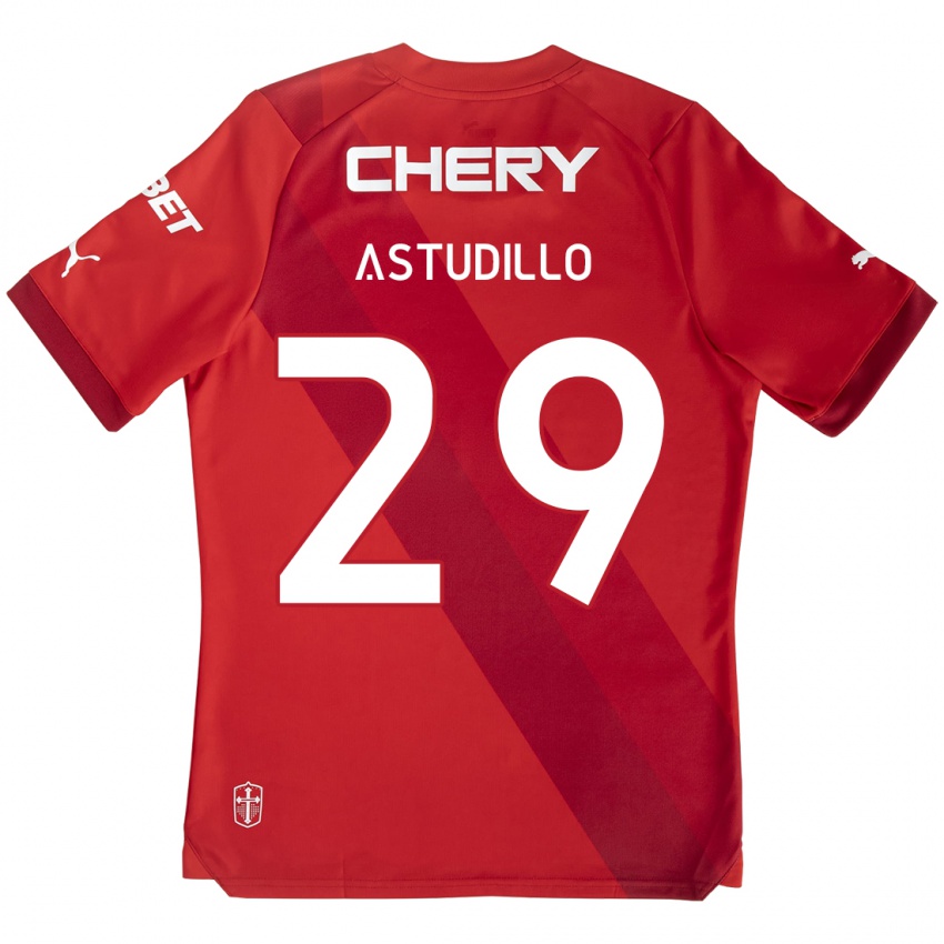 Niño Camiseta Aaron Astudillo #29 Rojo Blanco 2ª Equipación 2024/25 La Camisa