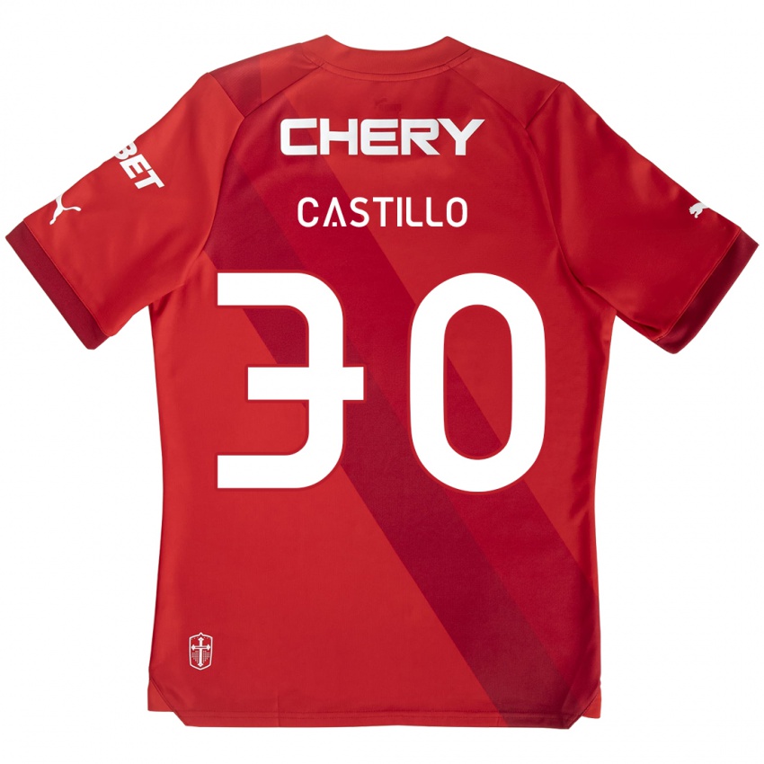 Niño Camiseta Nicolas Castillo #30 Rojo Blanco 2ª Equipación 2024/25 La Camisa