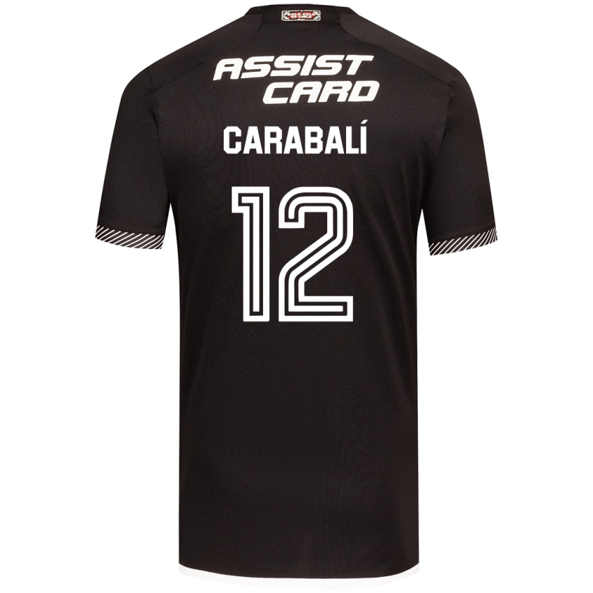 Niño Camiseta Omar Carabalí #12 Blanco Negro 2ª Equipación 2024/25 La Camisa