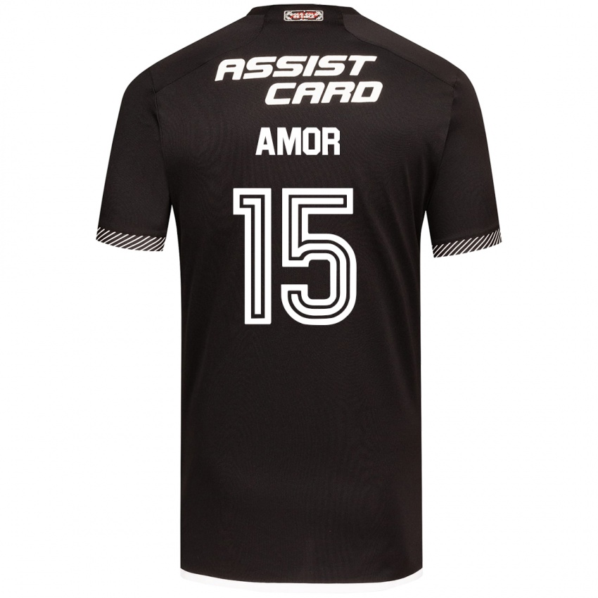 Niño Camiseta Emiliano Amor #15 Blanco Negro 2ª Equipación 2024/25 La Camisa