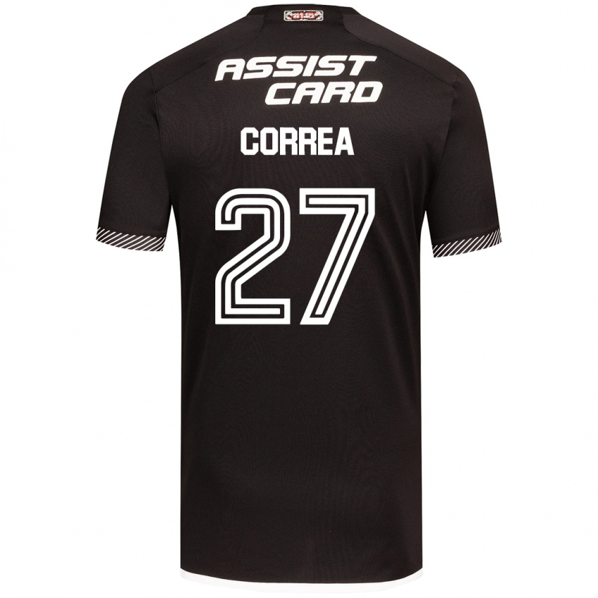 Niño Camiseta Javier Correa #27 Blanco Negro 2ª Equipación 2024/25 La Camisa