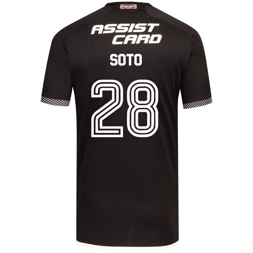 Niño Camiseta Lucas Soto #28 Blanco Negro 2ª Equipación 2024/25 La Camisa