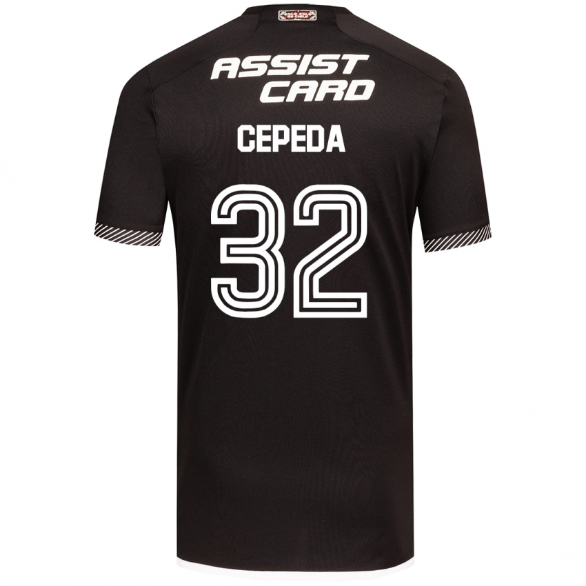 Niño Camiseta Lucas Cepeda #32 Blanco Negro 2ª Equipación 2024/25 La Camisa