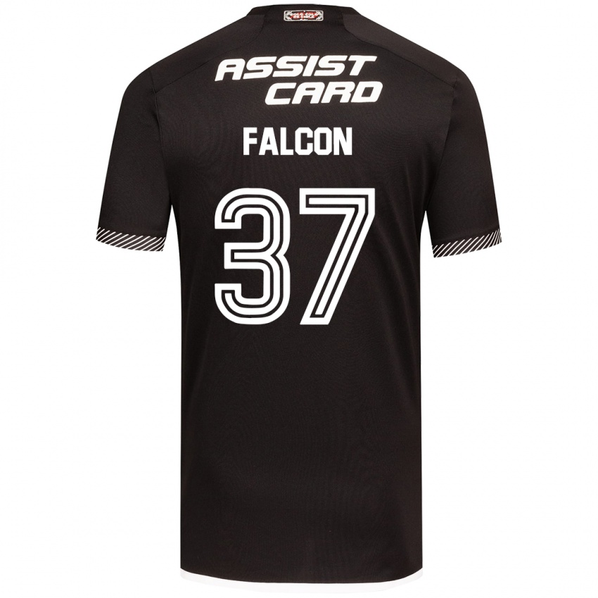 Niño Camiseta Maximiliano Falcón #37 Blanco Negro 2ª Equipación 2024/25 La Camisa