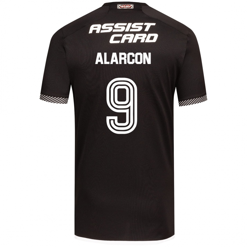 Niño Camiseta Cristian Alarcón #9 Blanco Negro 2ª Equipación 2024/25 La Camisa