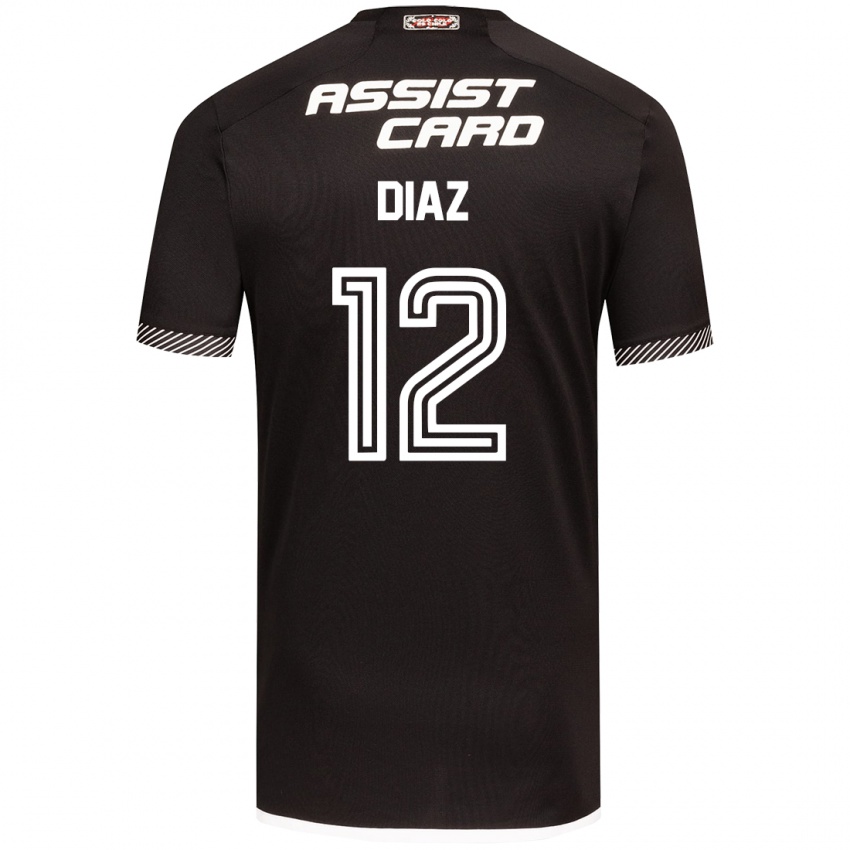 Niño Camiseta Javiera Díaz #12 Blanco Negro 2ª Equipación 2024/25 La Camisa