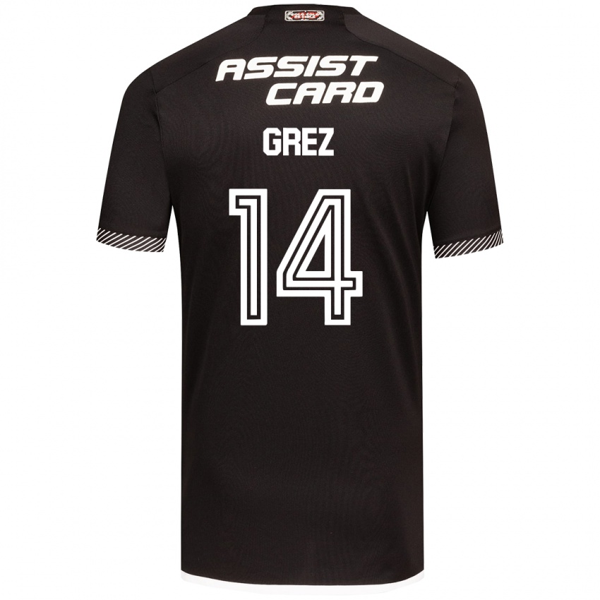 Niño Camiseta Javiera Grez #14 Blanco Negro 2ª Equipación 2024/25 La Camisa