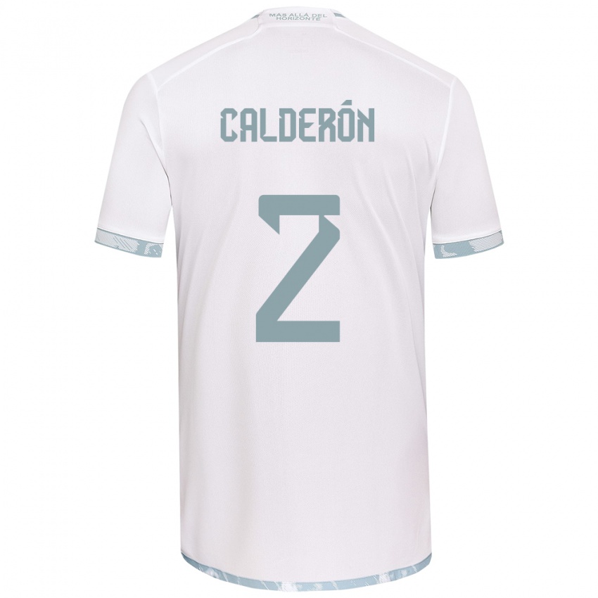 Niño Camiseta Franco Calderón #2 Gris Blanco 2ª Equipación 2024/25 La Camisa