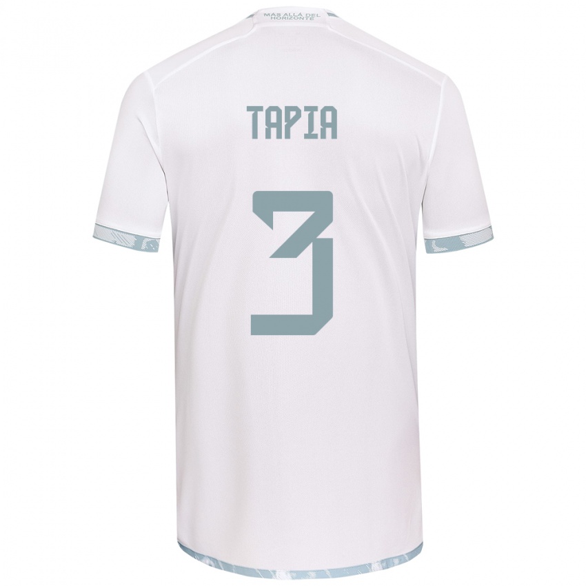 Niño Camiseta Ignacio Tapia #3 Gris Blanco 2ª Equipación 2024/25 La Camisa