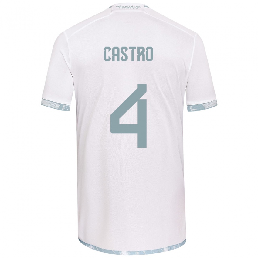 Niño Camiseta José Ignacio Castro #4 Gris Blanco 2ª Equipación 2024/25 La Camisa