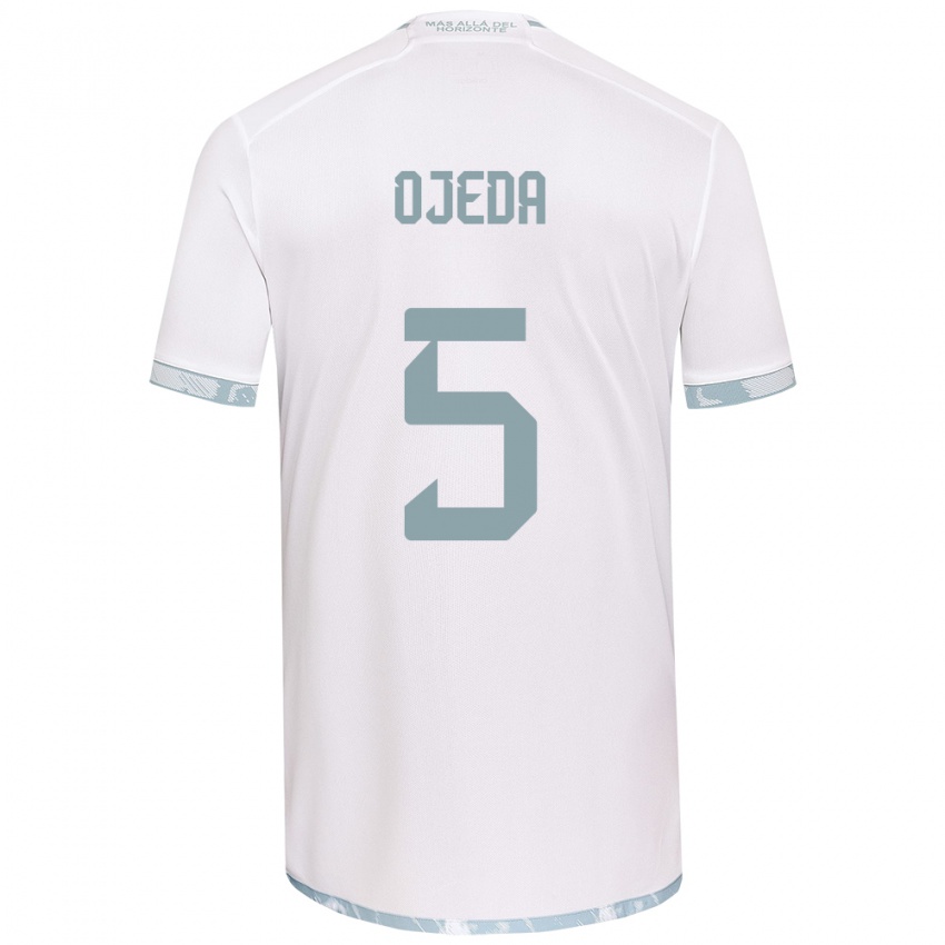 Niño Camiseta Emmanuel Ojeda #5 Gris Blanco 2ª Equipación 2024/25 La Camisa