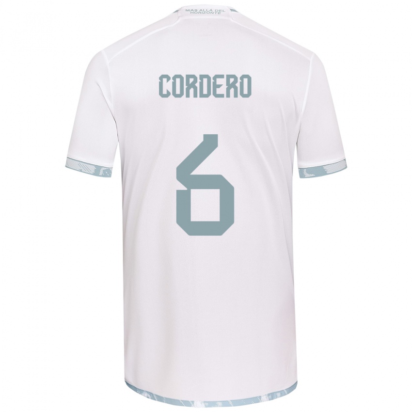 Niño Camiseta Renato Cordero #6 Gris Blanco 2ª Equipación 2024/25 La Camisa