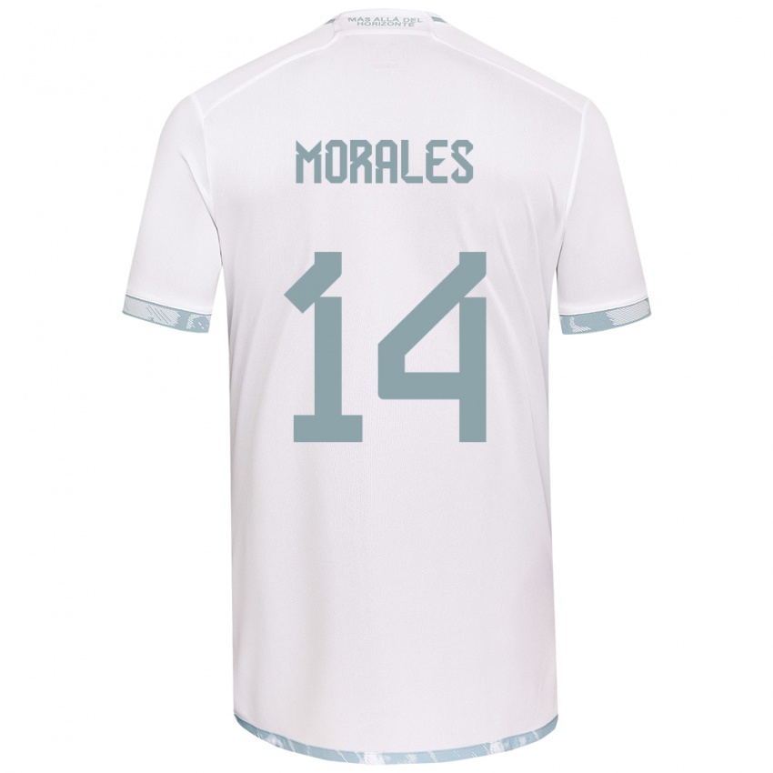 Niño Camiseta Marcelo Morales #14 Gris Blanco 2ª Equipación 2024/25 La Camisa