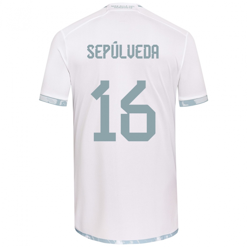 Niño Camiseta Matías Sepúlveda #16 Gris Blanco 2ª Equipación 2024/25 La Camisa