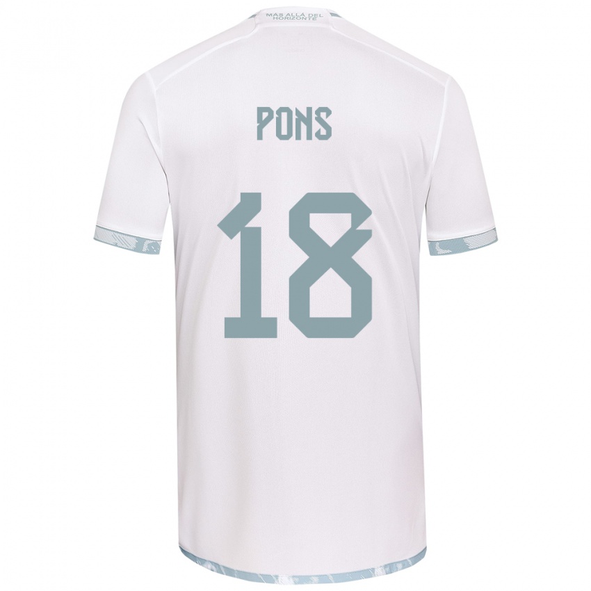 Niño Camiseta Luciano Pons #18 Gris Blanco 2ª Equipación 2024/25 La Camisa