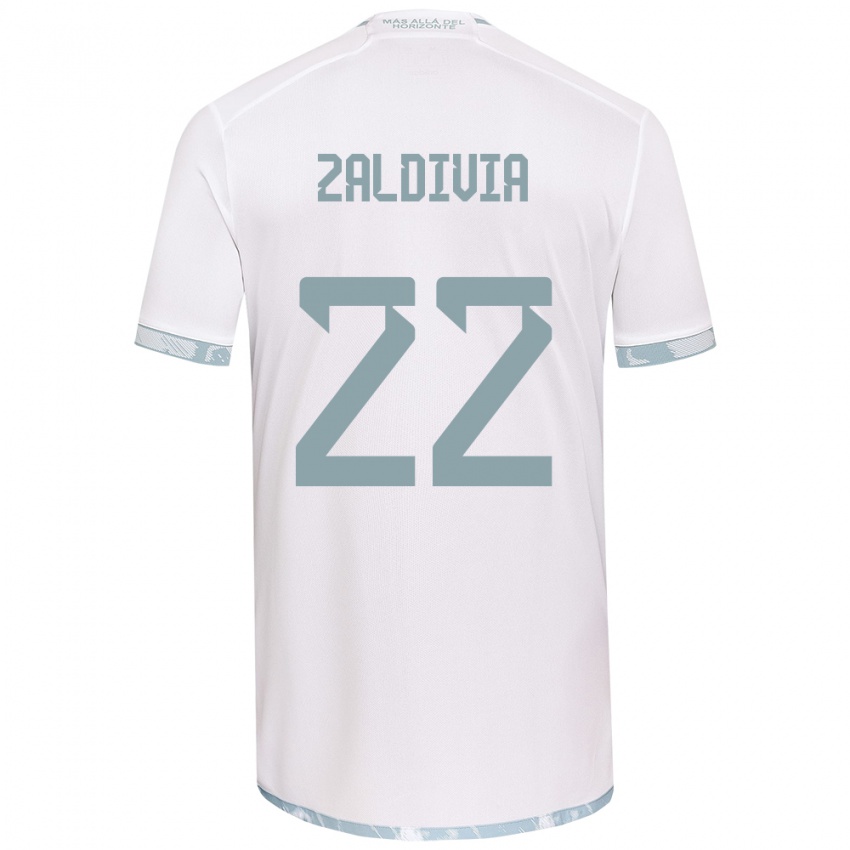 Niño Camiseta Matías Zaldivia #22 Gris Blanco 2ª Equipación 2024/25 La Camisa