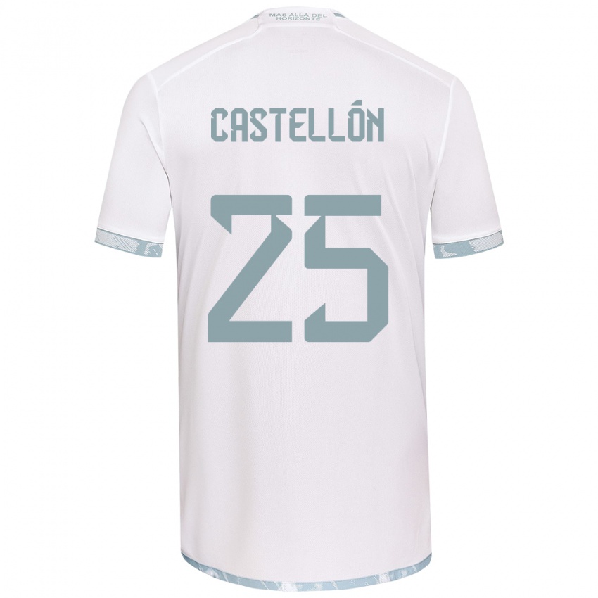 Niño Camiseta Gabriel Castellón #25 Gris Blanco 2ª Equipación 2024/25 La Camisa