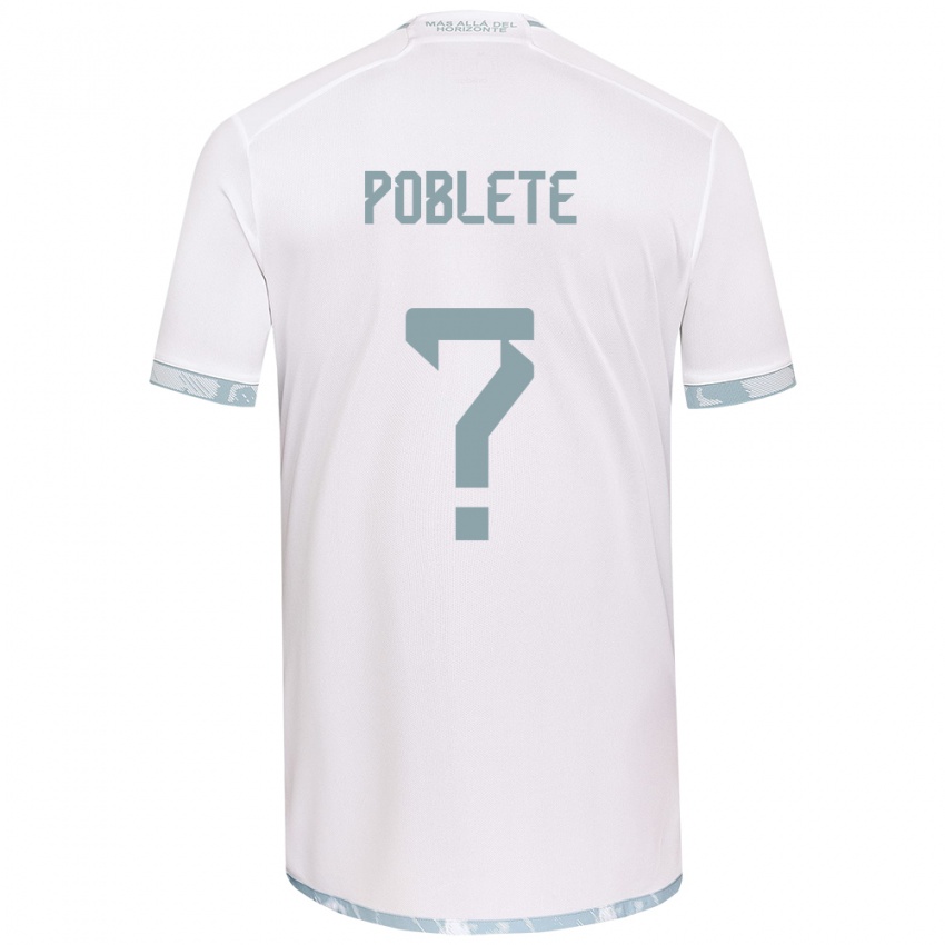 Niño Camiseta José Poblete #0 Gris Blanco 2ª Equipación 2024/25 La Camisa