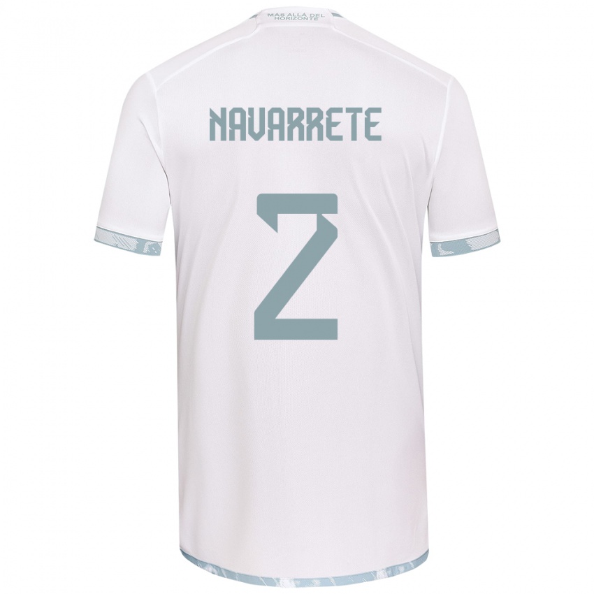 Niño Camiseta Daniel Navarrete #2 Gris Blanco 2ª Equipación 2024/25 La Camisa