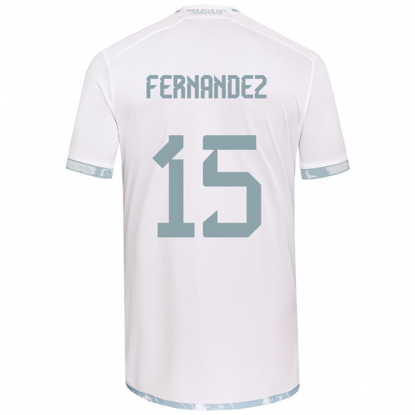 Niño Camiseta Vicente Fernández #15 Gris Blanco 2ª Equipación 2024/25 La Camisa