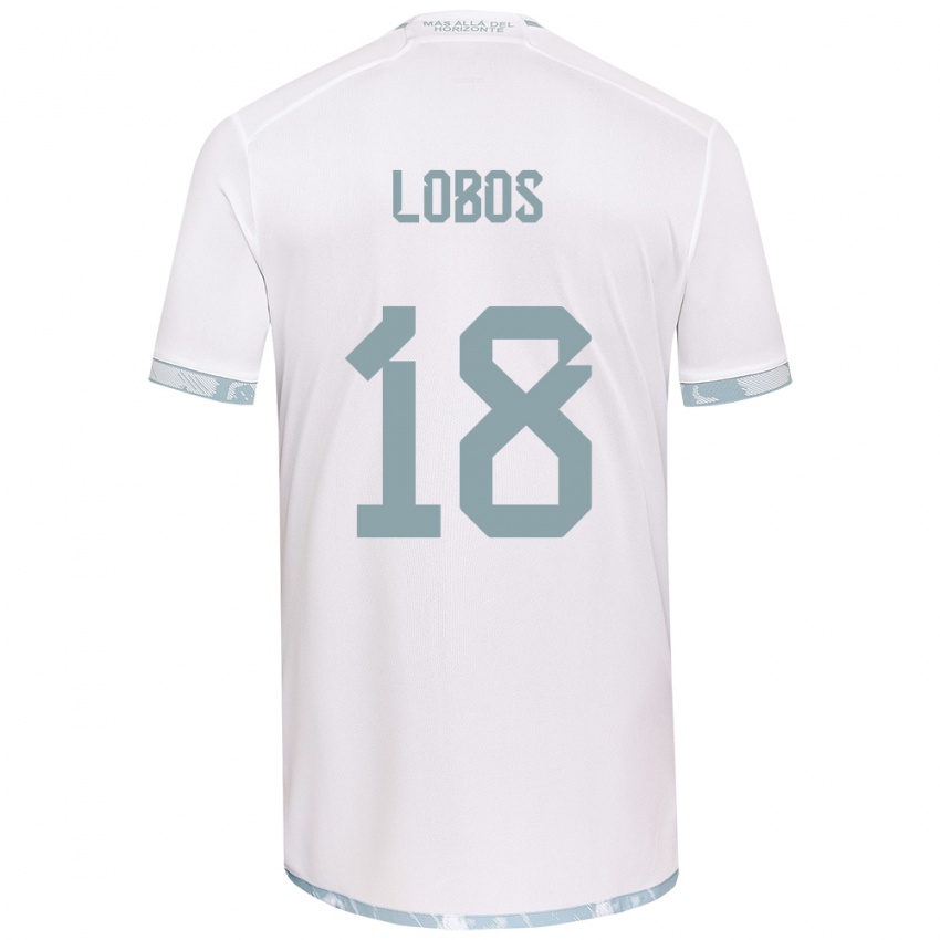 Niño Camiseta Franco Lobos #18 Gris Blanco 2ª Equipación 2024/25 La Camisa