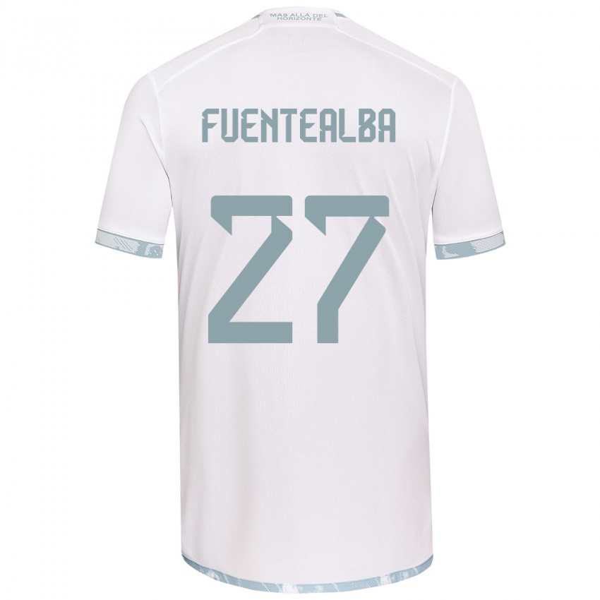 Niño Camiseta Jeison Fuentealba #27 Gris Blanco 2ª Equipación 2024/25 La Camisa