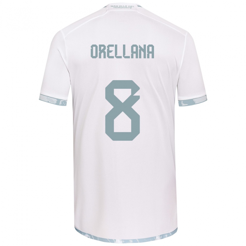 Niño Camiseta Denisse Orellana #8 Gris Blanco 2ª Equipación 2024/25 La Camisa