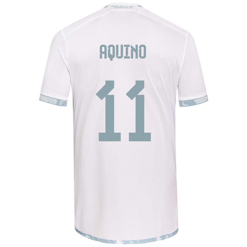 Niño Camiseta Yisel Aquino #11 Gris Blanco 2ª Equipación 2024/25 La Camisa