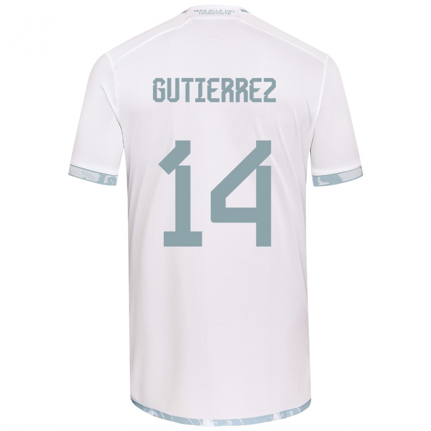 Niño Camiseta Ana Gutiérrez #14 Gris Blanco 2ª Equipación 2024/25 La Camisa