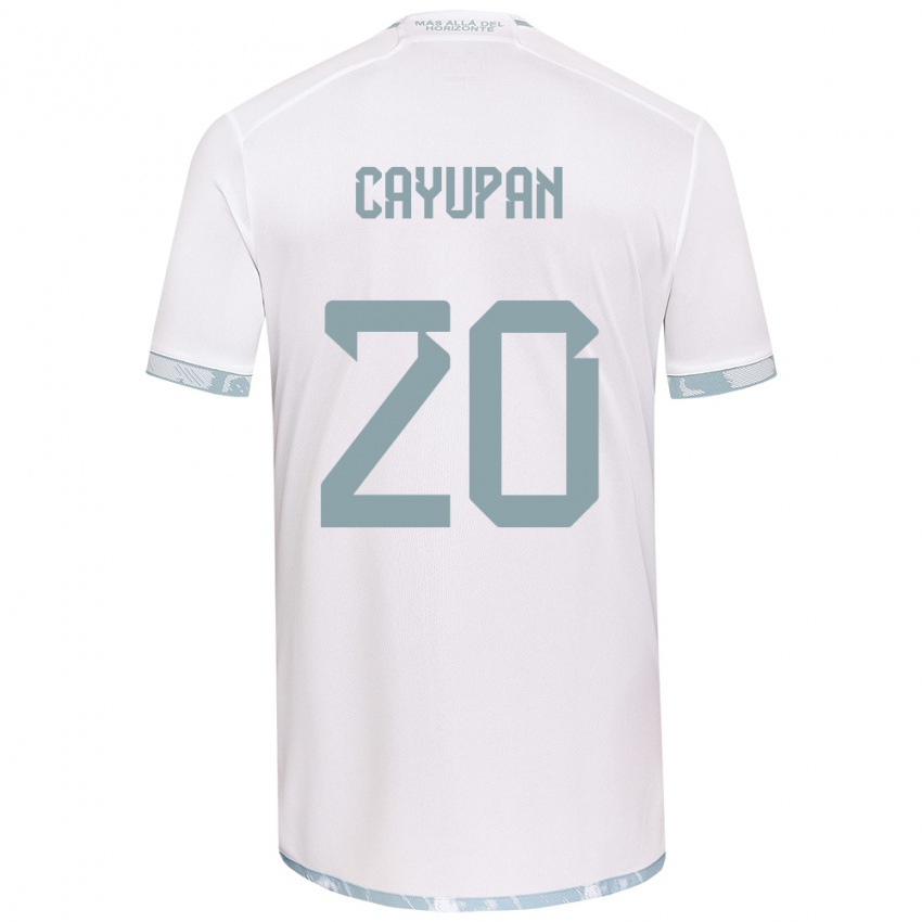 Niño Camiseta Natalia Cayupán #20 Gris Blanco 2ª Equipación 2024/25 La Camisa