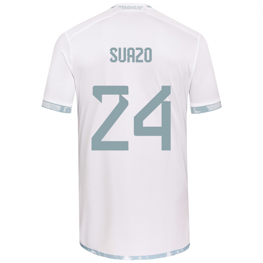 Niño Camiseta Arantza Suazo #24 Gris Blanco 2ª Equipación 2024/25 La Camisa