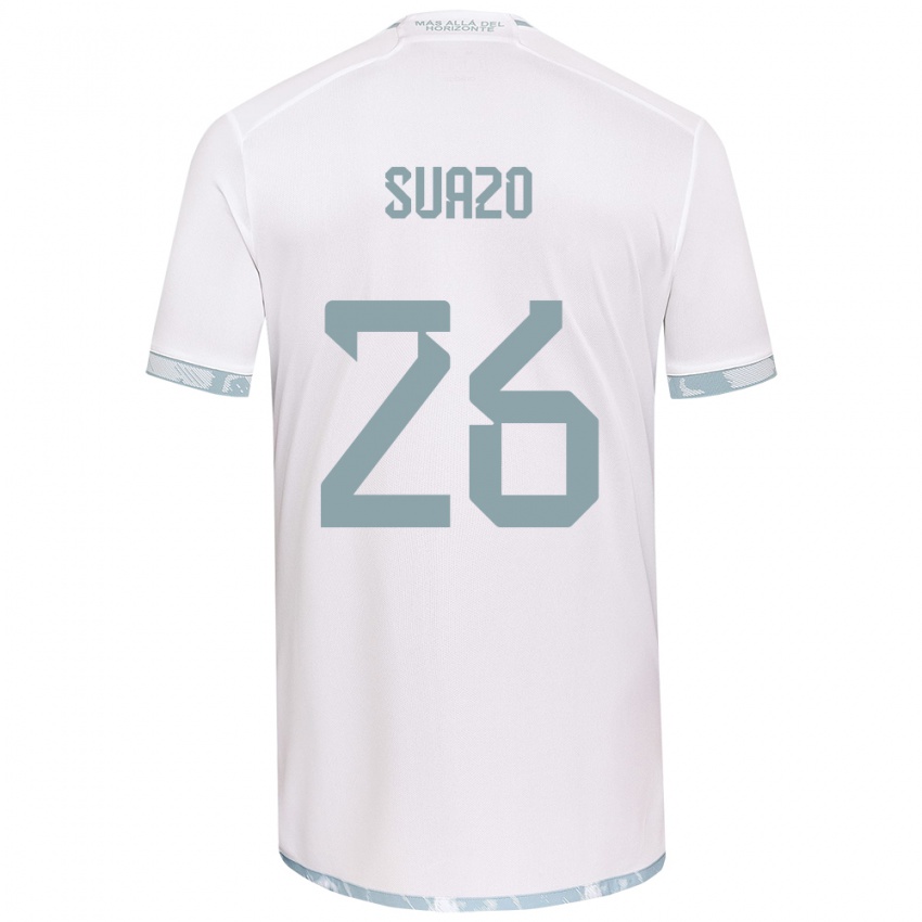 Niño Camiseta Gretzel Suazo #26 Gris Blanco 2ª Equipación 2024/25 La Camisa