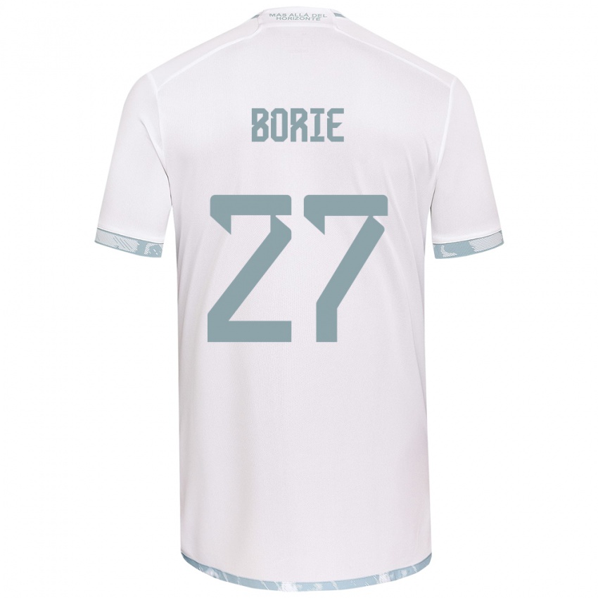 Niño Camiseta Emilie Borie #27 Gris Blanco 2ª Equipación 2024/25 La Camisa