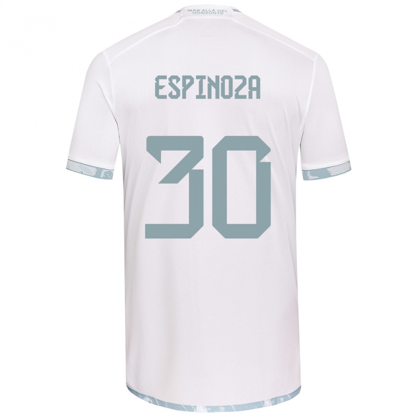 Niño Camiseta Isidora Espinoza #30 Gris Blanco 2ª Equipación 2024/25 La Camisa