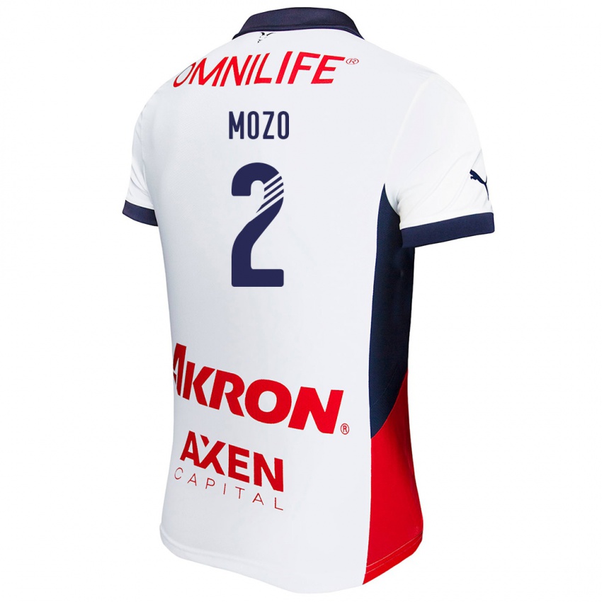 Niño Camiseta Alan Mozo #2 Blanco Rojo Azul 2ª Equipación 2024/25 La Camisa