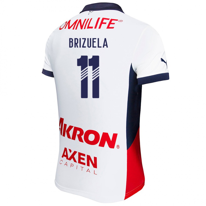 Niño Camiseta Isaác Brizuela #11 Blanco Rojo Azul 2ª Equipación 2024/25 La Camisa