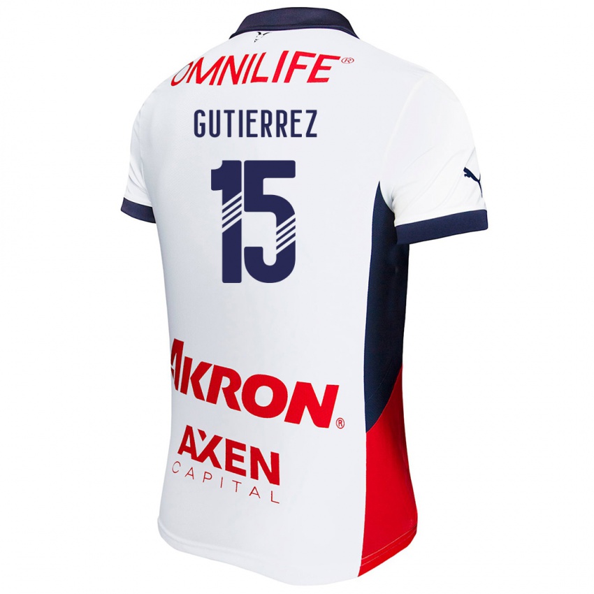 Niño Camiseta Erick Gutierrez #15 Blanco Rojo Azul 2ª Equipación 2024/25 La Camisa