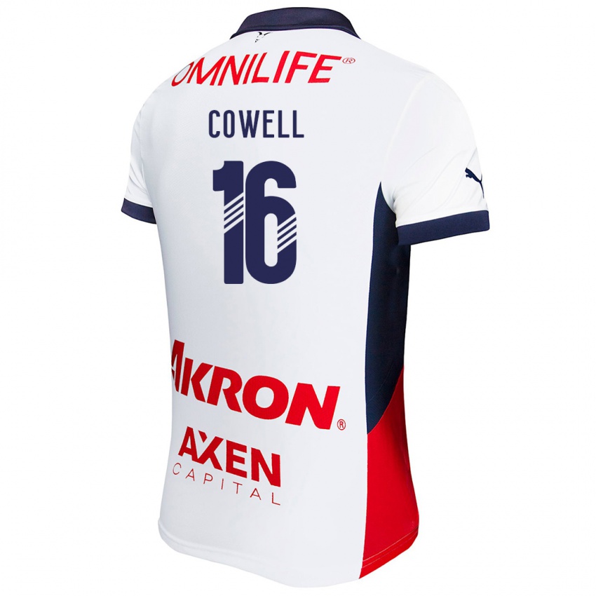 Niño Camiseta Cade Cowell #16 Blanco Rojo Azul 2ª Equipación 2024/25 La Camisa